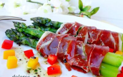 Gran receta de con jamón ibérico Bellota y espárragos verdes